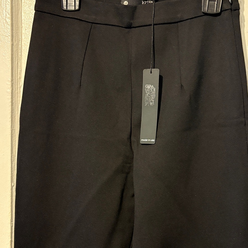 Elegant Black Women's Straight Leg Pants with s slit on the bottom - Picture 5 of 7